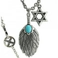thumbnail image 1 of Stainless Steel Mystic Feather Pendant Rolo Chain with Star of David, 1 of 1