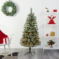 thumbnail image 2 of Nearly Natural 5ft. Frosted Swiss Pine Artificial Christmas Tree with 200 Clear LED Lights and Berries, 2 of 7
