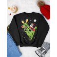 thumbnail image 4 of T-Rex Santa Ride Funny Ugly Christmas Sweater Sweatshirt Small Black, 4 of 5