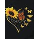 thumbnail image 4 of Sunflower Print Crew Neck T-Shirt, Casual Short Sleeve T-Shirt For Spring & Summer, Women's Clothing, 4 of 6