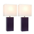 thumbnail image 3 of Elegant Designs Leather Table Lamp 2 Pack in Eggplant with White Shade, 3 of 6