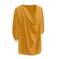 thumbnail image 3 of Mittory Women's Loose Draped Cowl Neck Short Sleeve Chiffon Blouse Solid Casual Elegant Top, 3 of 3