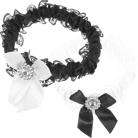 LOLIPPYY 2-Pack Stretchable Fabric Bride Garters, Perfect Accessories for Prom and Wedding Events