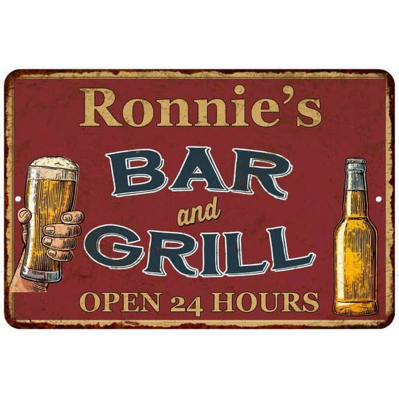 Ronnie's Red Bar and Grill Rustic Sign Decor 8x12 108120045538