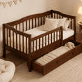 thumbnail image 6 of Zimtown Toddler Daybed, Kids Day Bed Frame with Storage Drawer, Children Sleeping Bedroom, Coffee, 6 of 9