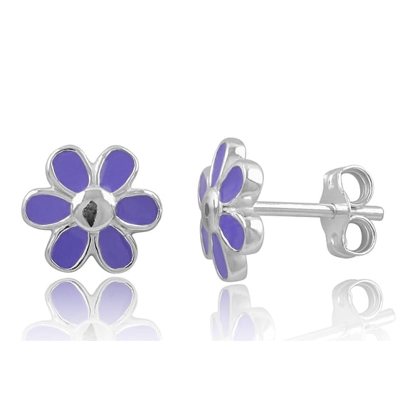 SilverCloseOut Sterling Silver Purple Daisy Flower Stud Earrings