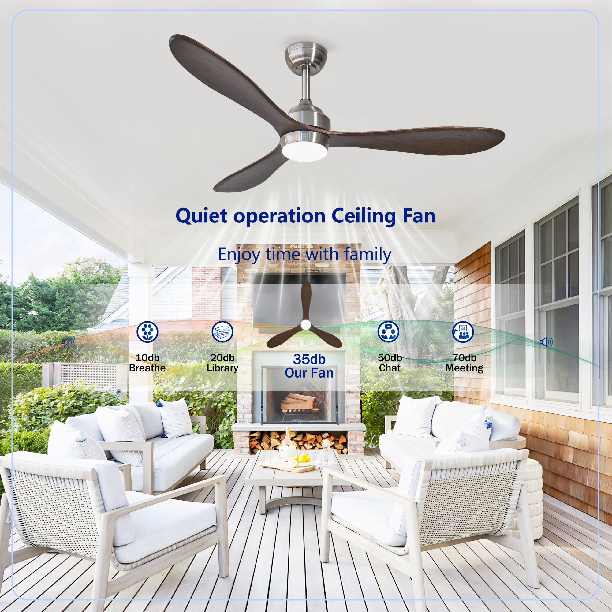 Leumius 52" Ceiling Fan with Lights and Remote Control, Quiet DC Motor Ceiling Fans 6 Speed Levels,Reversible Ceiling Fan for Patio Living Room Bedroom Silver