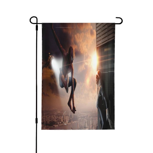 Bandera de jardín de temporada de Spider-Man, bandera de doble cara, bandera navideña para decoración navideña al aire libre.