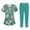 Cyan, variant on Women's Plus Size Short Sleeve Printed Scrubs Set with Pockets, V-Neck, Animal Floral Print, 2-Piece Nursing Uniform, Medical Workwear for Caregivers,Beige L