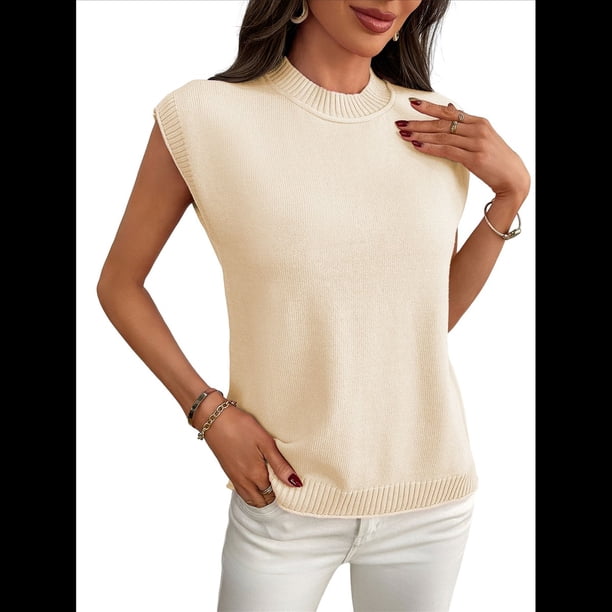 Suéteres de Cuello Alto para Mujer, Chalecos, Blusas Informales de Negocios y Moda, Conjuntos de Otoño. Albaricoque XL