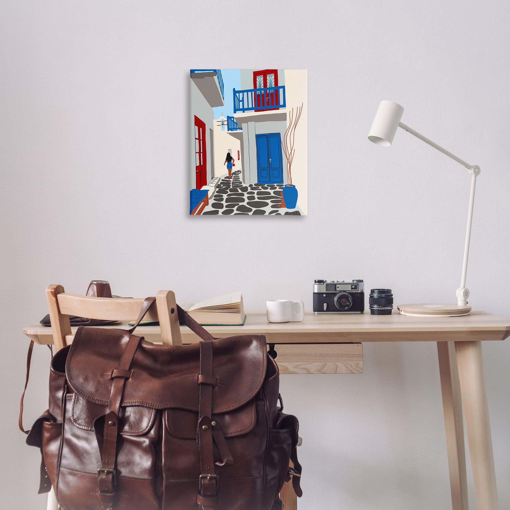 Stupell Industries Mykonos City Alley Buildings & Architecture Painting Wrapped Canvas Art Print Wall Art, 24 x 30
