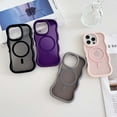 thumbnail image 4 of Compatible with iPhone 16 Pro  Magnetic Phone Case,Fit For Mag-Safe,Cute Curly Wave Frame Design,TPU Bumper Shockproof Protective Translucent Skin Feel Thin Fit Phone Case,Black, 4 of 10