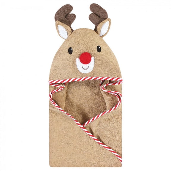 Hudson Baby Unisex Baby Cotton Animal Hooded Towel, Rudolph, One Size