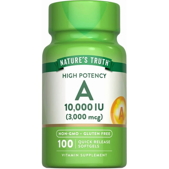 Vitamin A 10000 IU (3000 mcg) | 100 Softgels | For Men and Women | by Nature's Truth
