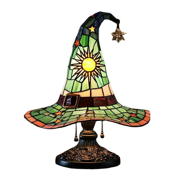 Witch Hat Lamps, Stained Gothic Wizard Hat Lights for Decor, Mystical Bedroom Ambiance & Wiccan Gifts