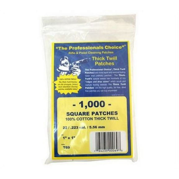 The Professionals Choice 100% Cotton Twill White Square Patches 1x1, Large, 22/.