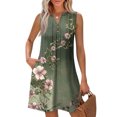 thumbnail image 2 of WTOBBY Women's Fashion Casual Printed V-Neck Button Vest Sleeveless Dress with Pocket, Floral Print for Summer Wear, Airy and Stylish Design for Vacation and Everyday Use,Green L, 2 of 5