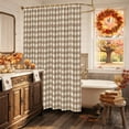 thumbnail image 5 of Brown Plaid Shower Curtain, Waterproof Shower Curtains for Bathroom, Gingham Checked Minimalist Modern Washable Fabric Bathtub Curtain Set Bath Decor with 12 Hooks 72"x78", 5 of 8