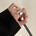 thumbnail image 5 of Adjustable Copper Ring Open Design Wide Glossy Geometrical Asymmetric Statement Ring For Women Fashion Jewelry, 5 of 6