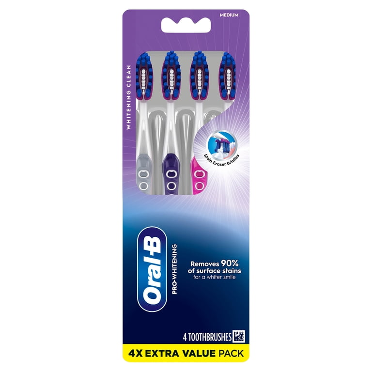 Oral-B Pro Whitening Toothbrush Medium 4 Pack for Adults and