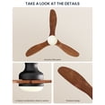 thumbnail image 6 of 52" Flush Mount Solid Wood Ceiling Fan with Light, Remote Control, 6 Speed Low Profile Ceiling Fan Fixture,3 Wooden Blades, for Kitchen Bedroom Living Room Indoor (Walnut Wood Color & Black), 6 of 8