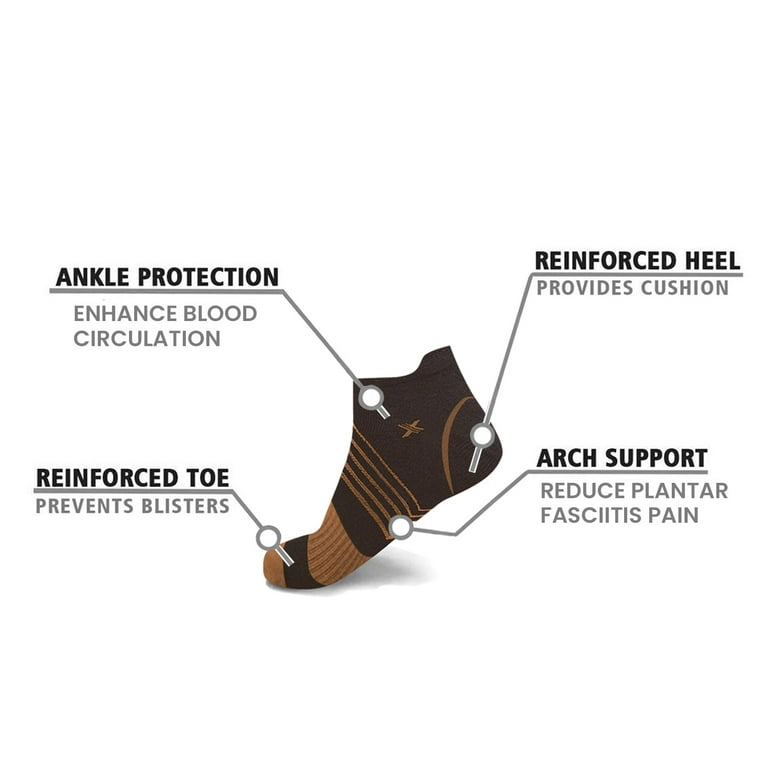Copper Compression Socks - Ankle High for Running, Athtletics, Travel - 6  Pair