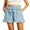 04-C-Haze blue, variant on JWD Women's Shorts Butterfly Leaf Frenulum Summer High Waisted Shorts with Pocket Casual Shorts Ruffle Hem Shorts Black L