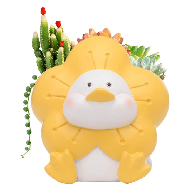 Macetas de Animales en Dibujos Animados para Jardín de Flores - Encantadoras y Divertidas;Mini Macetas para Exhibición de Suculentas, Contenedor de 9x7.5x9cm