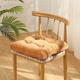 thumbnail image 3 of Nvzi Cojín de pana suave para silla de exterior o patio con lazos, para decoración del hogar, para sillas de comedor de interior, 18" × 18" × 3,6", color caqui, 1 unidad, 3 of 5