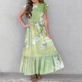 thumbnail image 4 of Spazoro Kids Girls Dresses, Fashion Round Neck Floral Print Short Sleeve Princess Dress for Child Girls Green Size 9-10T, 4 of 7