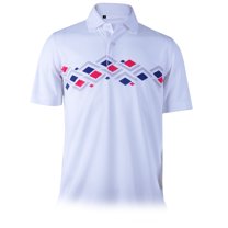 Monterey Club Men's Argyle Element Print Contrast Golf Polo Shirt #1595