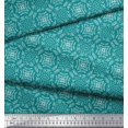 thumbnail image 3 of Soimoi Green Poly Georgette Fabric Seamless Damask Printed Fabric 1 Yard 52 Inch Wide, 3 of 4