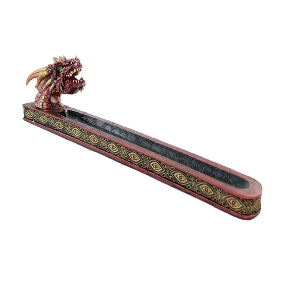 Red Dragon Head Ceramic Incense Stick Holder 12.5"