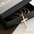 thumbnail image 3 of 555Jewelery Stainless Steel Metal Cross Unisex Adjustable Rolo Chain Religious Christian Pendant Necklace, Pink Rose Gold 22 inch, 3 of 7