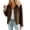 Coffee, variant on VISALY Women Oversized Trench Coat Plaid Lined Lapel Long Sleeve Button Down Casual Crop Jacket Fall Lightweight Trendy Outwear with Pockets Beige L