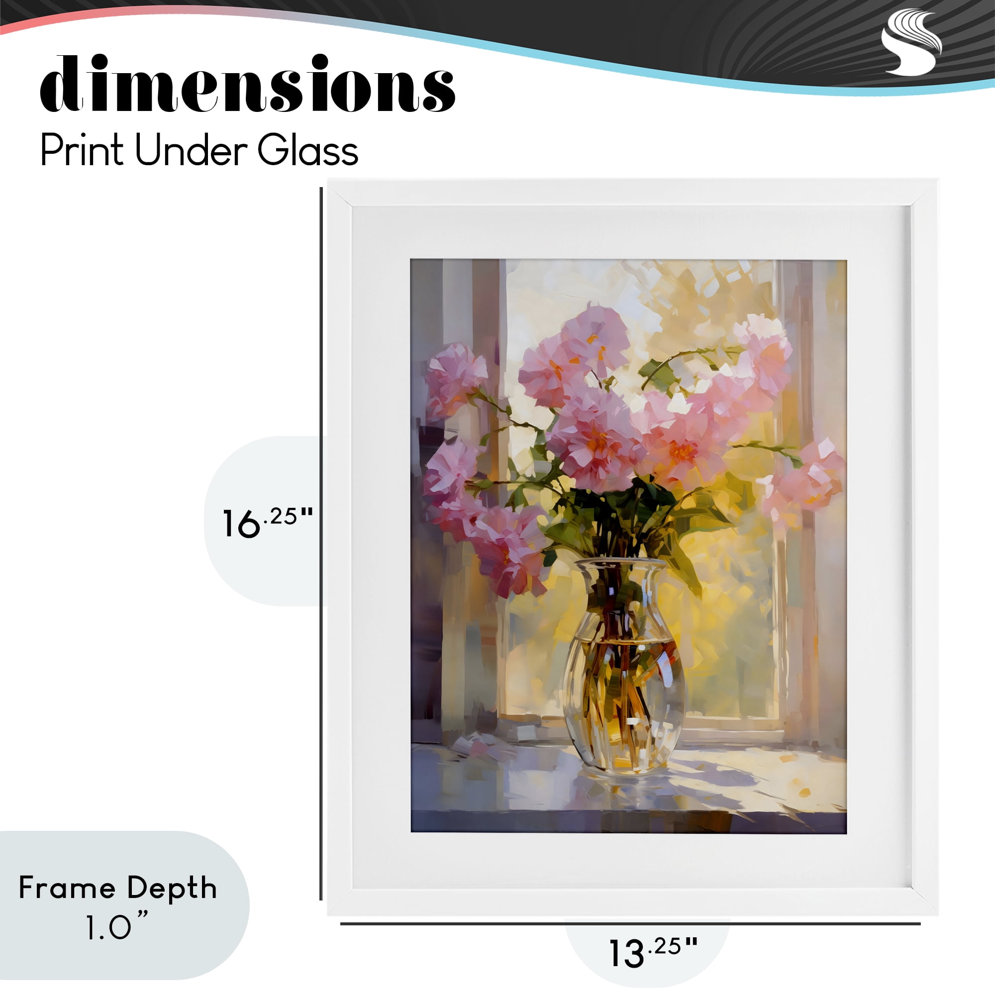 Stupell Industries Pink Flowers in Sunlit Vase White Framed Print Under Glass, design by Creative Studio
