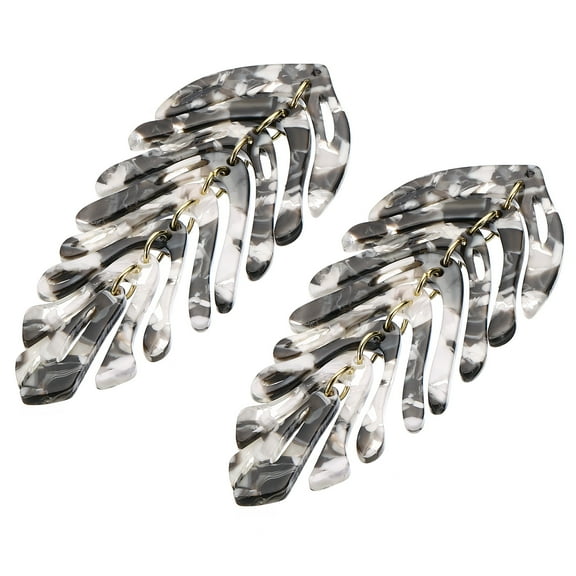 Uxcell 0.8"/21mm Leaf Pendants, 2 Pack Resin Tree Leaf Beads Leaves Charm for Jewelry Making Style 2, Black White