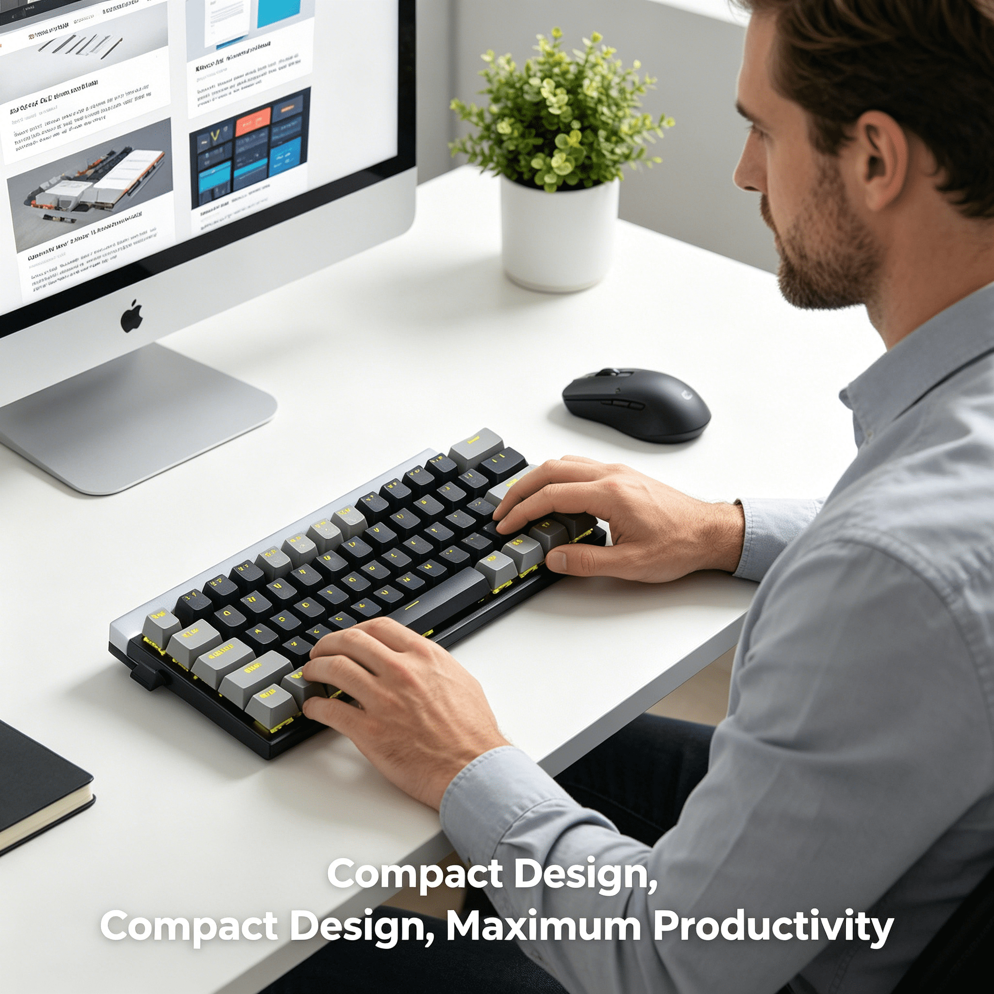 GJX 2026 New Mechanical Keyboard Precision Mechanical Switches 60% Keyboard Quiet Operation Multi-Layered Backlighting Computer Keyboard for Windows for Gaming Typing Office Programming Style 1