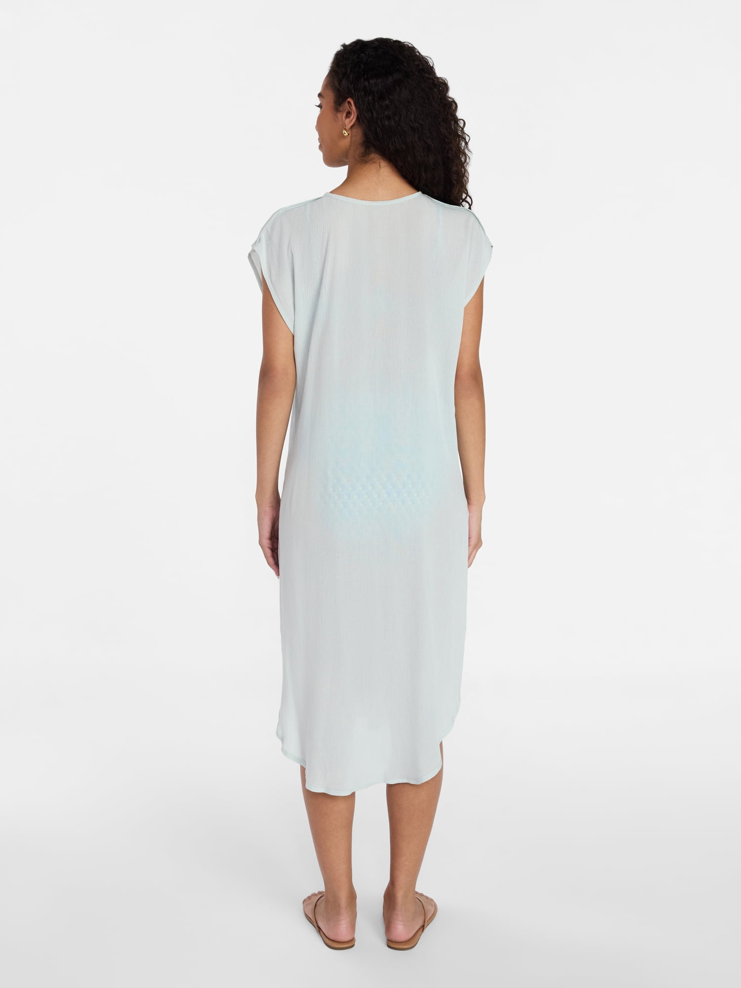 Time and Tru Women's Tie Front Coverup, Size S/M, Sage Dust