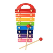 PETSOLA 8 Note Metal Xylophone Musical Instrument Learning Kids Wood Xylophone Rainbow Wood Glockenspiel for Band Players Kids Adults
