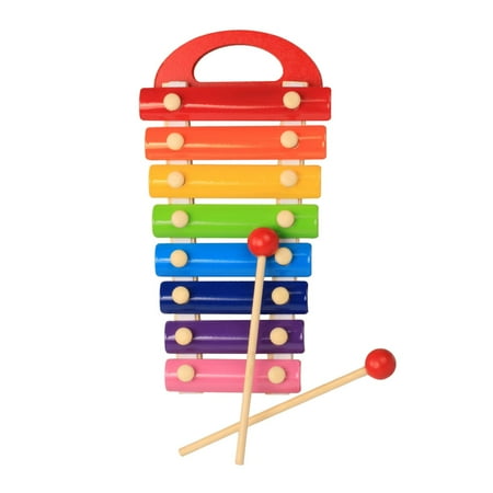 PETSOLA 8 Note Metal Xylophone Musical Instrument Learning Kids Wood Xylophone Rainbow Wood Glockenspiel for Band Players Kids Adults