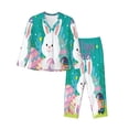 thumbnail image 1 of Fotbe Happy easter Conjunto de Pijama de Manga Larga para Mujer con Estampado, Ropa de Dormir de 2 Piezas, Conjunto de Casa Suave y Cómodo con Bolsillos-XX-Large, 1 of 7