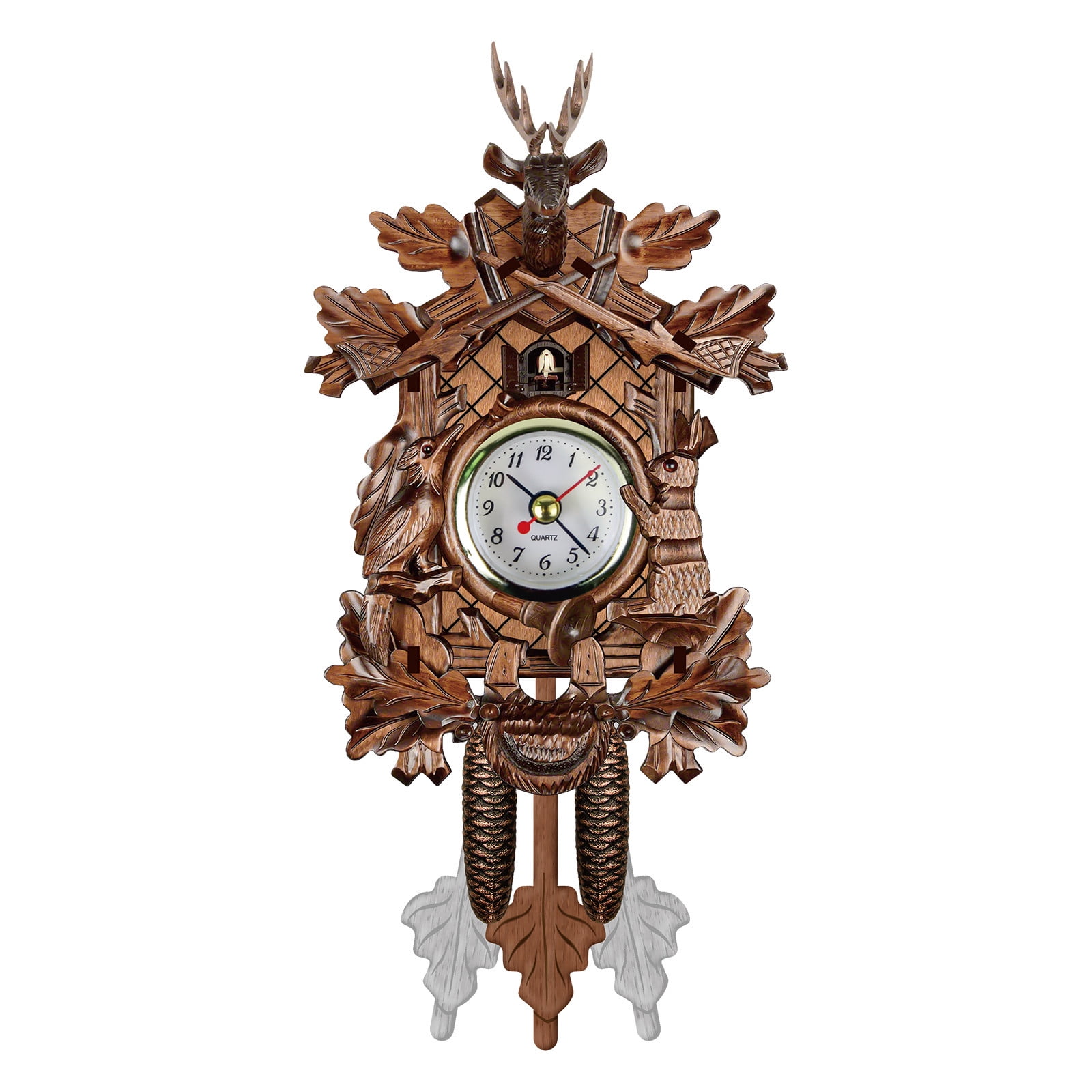 Size:26x6×14cm llok Cuckoo Clocks Traditional Black Forest Wood Clock Wall Decor,Wood Cuckoo Clock Swing Chic Swing Antique Coo Coo Clock Vintage Cuckoo Wall Clock Handcrafted 