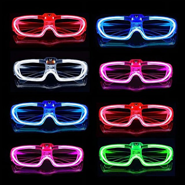 8 Paquetes de Gafas LED Favores de Fiesta 5 Colores Neón Brillan en la Oscuridad, 3 Modos de Luz Gafas Iluminadas Juguetes Suministros de Fiesta para Niños Adultos Gafas Resplandecientes Aptas para Días Festivos Cumpleaños Día de San Valentín y Halloween Cosplay ER