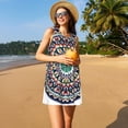 thumbnail image 3 of Fotbe Colorful With Blue Oriental Vestido de Verano sin Mangas para Mujer – Vestido Midi Línea A, Estilo Camiseta Floral, Vestido Playero Casual y Fluido, 3 of 7