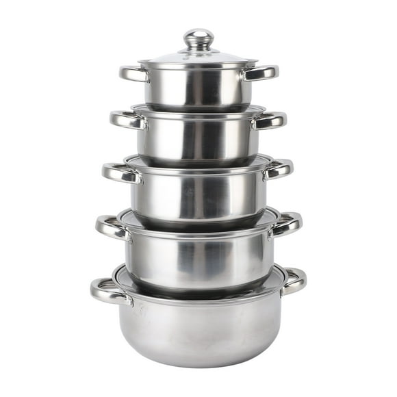 Stainless Steel Cookware Set, Multipurpose Stainless Steel Pot Set Rustproof Dishwasher Safe with Lids for Home