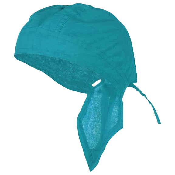 Aqua-Teal Blue Doo Rag Durag Chemo Headwrap Solid Color Bandana Cotton Skull Cap Mens Womens