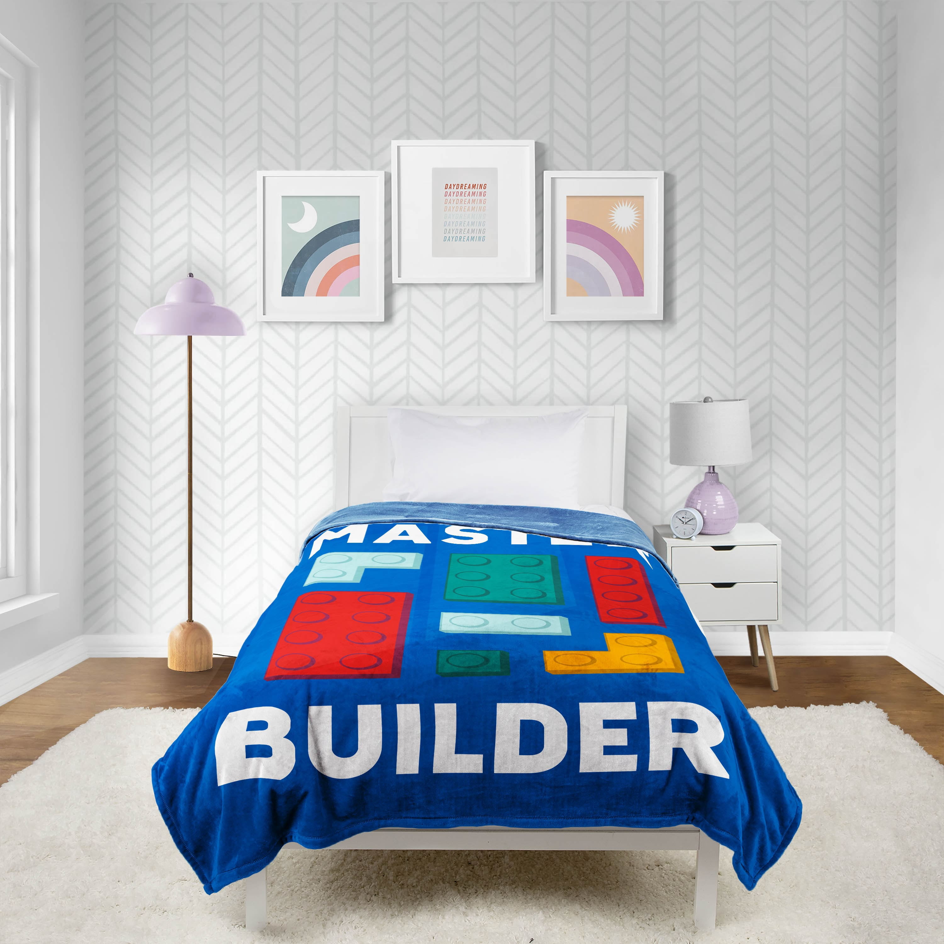 LEGO® Master Builder Kids Blue Silk Touch Throw Blanket 62" x 90" Ultra-Soft and Cozy
