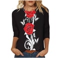 thumbnail image 2 of Jsaierl 3/4 Length Sleeve Tops for Women Plus Size Crew Neck Shirts Dressy Graphic Petite Blouses Classic Dressy Tunic Top S-2XL, 2 of 5