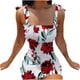 thumbnail image 1 of Vestido de cintura con pliegues elásticos sin mangas con tirantes y cordones con estampado de verano para mujer a la moda Pompotops  ghjkhdj3467, 1 of 8